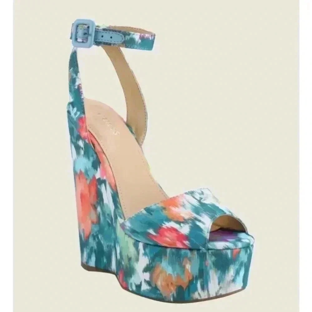 NEW Guess Taraji Printed Wedges Sz 10